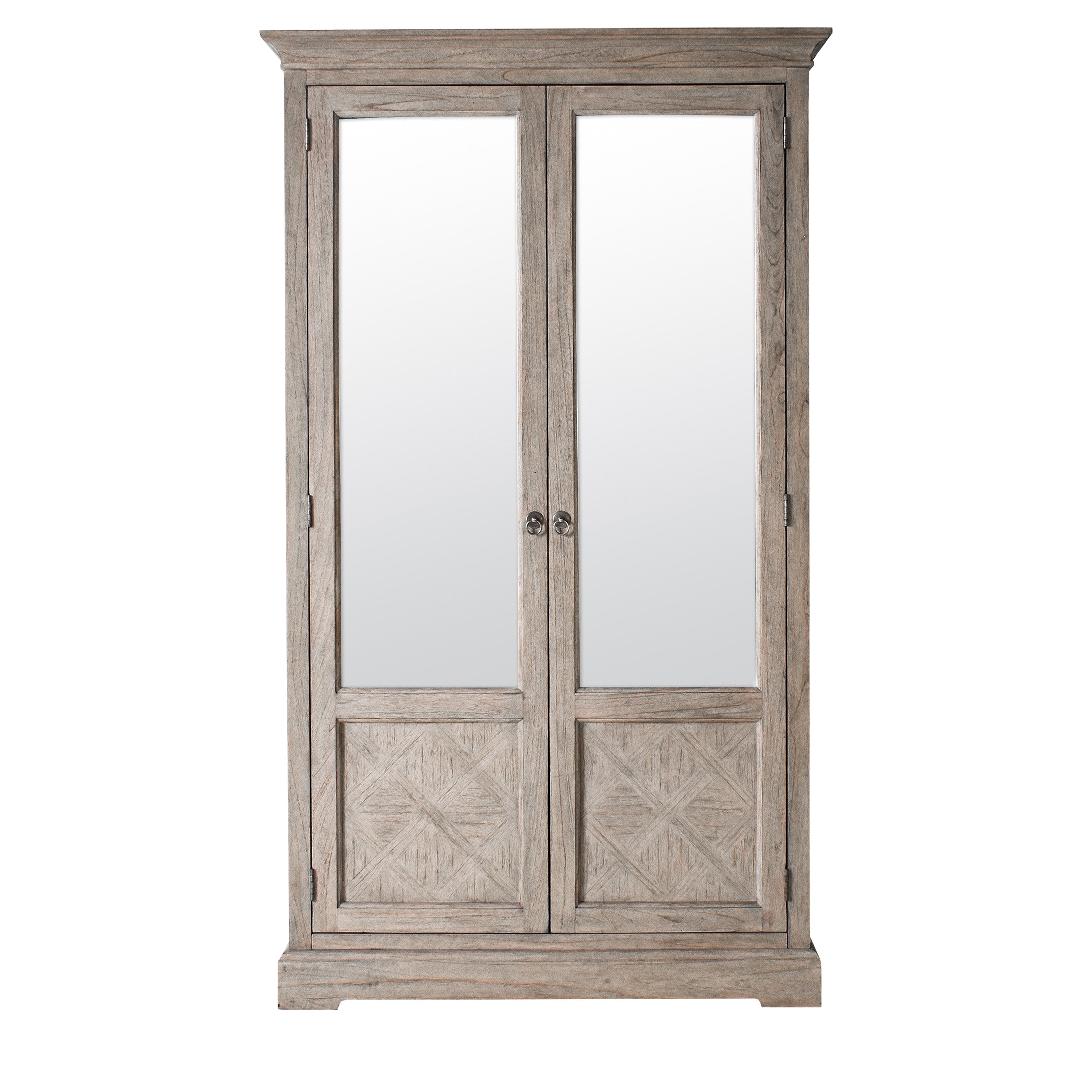 Tobago Aged Mindy Wood Mirrored Double Wardrobe